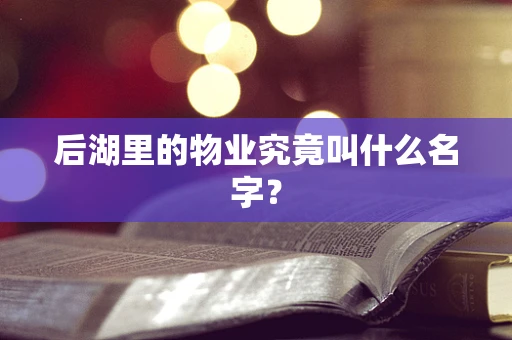 后湖里的物业究竟叫什么名字？