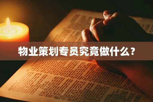 物业策划专员究竟做什么？