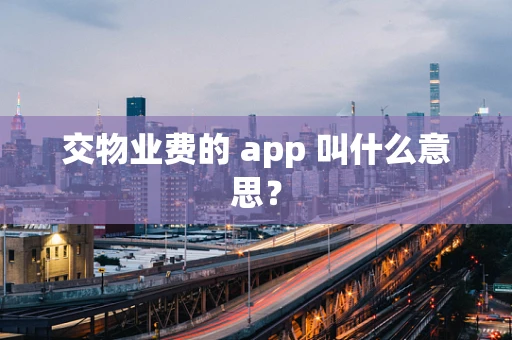 交物业费的 app 叫什么意思？